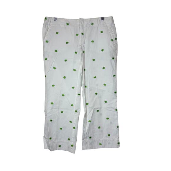 Lilly Pulitzer Size 6 Capri Pants Palm Beach Fit Embroidered Crab White Green - Picture 2 of 13